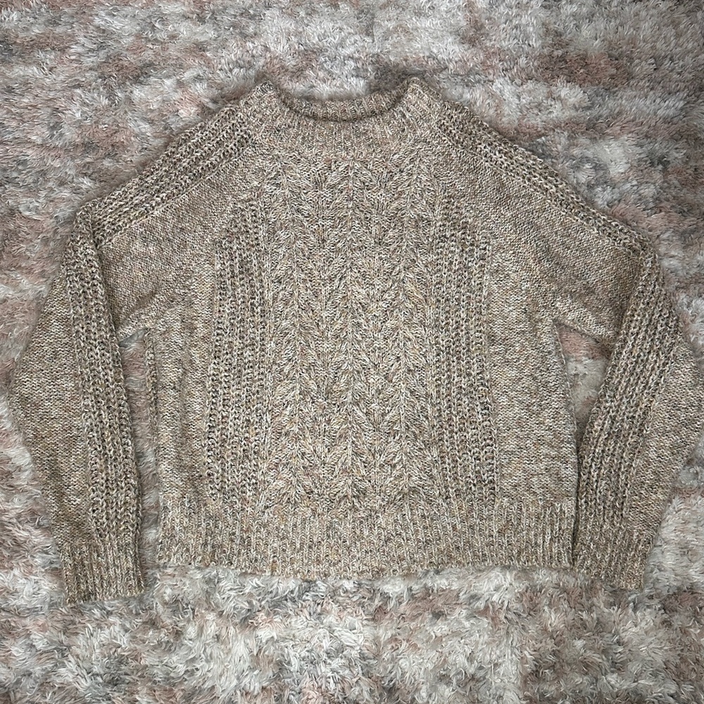 Lucky Brand Men's Textured Tan Crewneck Sweater